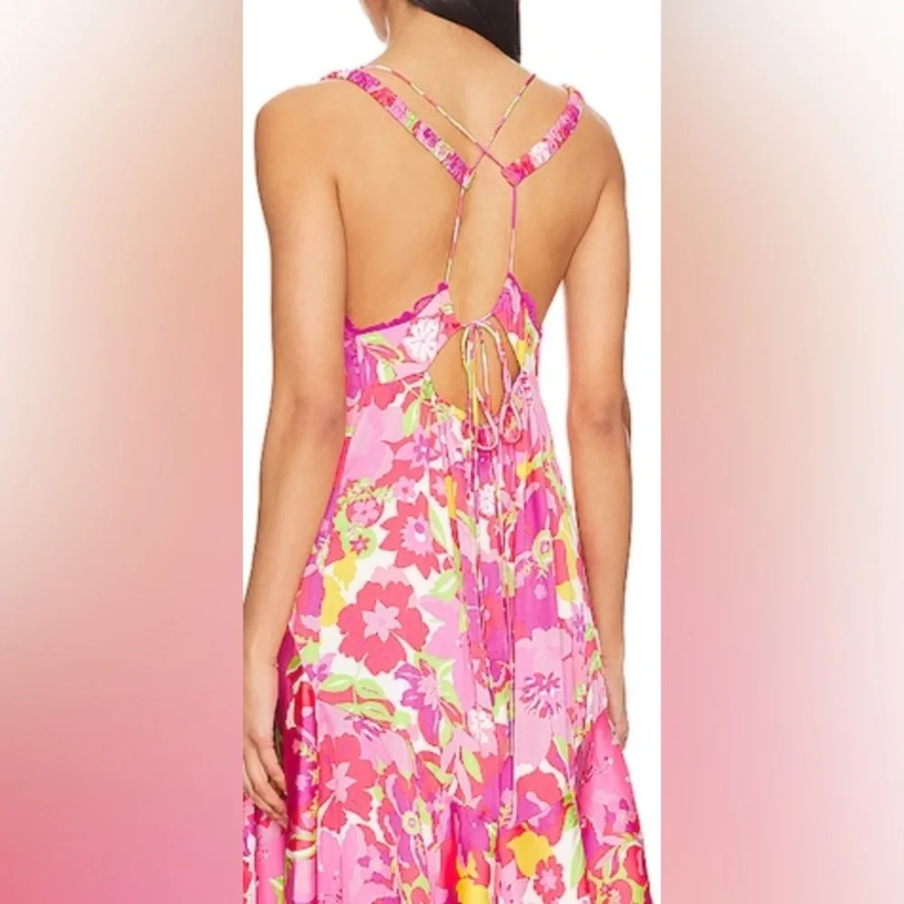 Free People All A Bloom Floral Maxi Dress NWOT Neon Pop Floral small